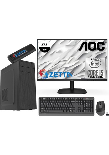 Expert Intel Core I5 13400 64GB Ddr4 256GB M.2 Nvme SSD GT1030-2GB 23,8" Fhd Monitör Freedos Masaüstü Bilgisayar MZET103058113 + Zetta Flash Bellek