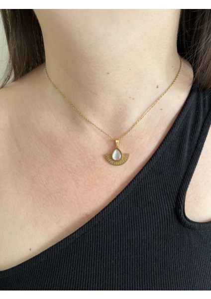 Paslanmaz Kararmaz Çelik Altın Kaplama Gold Osahar Madalyon Çelik Kolye 45 cm