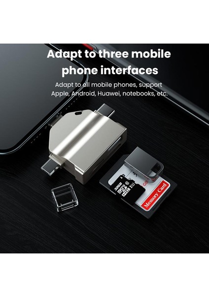 NR18 Otg 7 In 1 Lightning Type C USB Micro USB Hafıza Kart Okuyucu Ios 13 iPhone Android