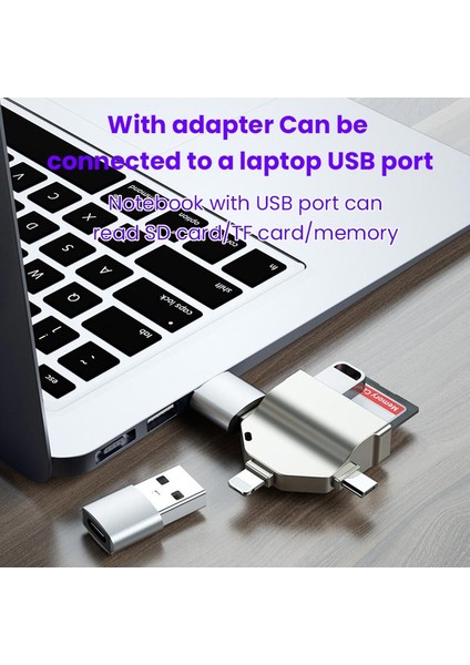 NR18 Otg 7 In 1 Lightning Type C USB Micro USB Hafıza Kart Okuyucu Ios 13 iPhone Android