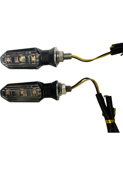 Motosiklet Sinyal Lamba Üniversal 12V Beyaz Cam Sarı LED 2'li