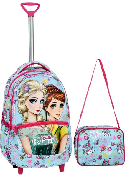Çekçekli Okul Çantası Çekmeli Okul Çantası Tekerlekli Okul Çantası Mavi Frozen