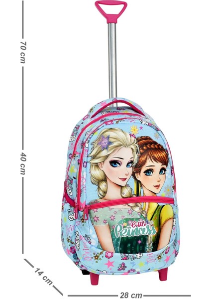 Çekçekli Okul Çantası Çekmeli Okul Çantası Tekerlekli Okul Çantası Mavi Frozen