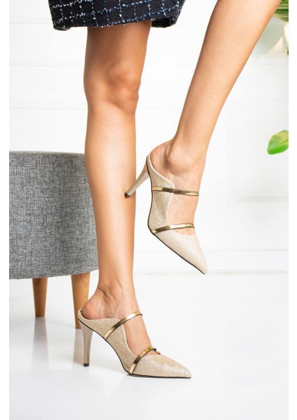 Nove Gold Şeritli Simli Stiletto modelleri