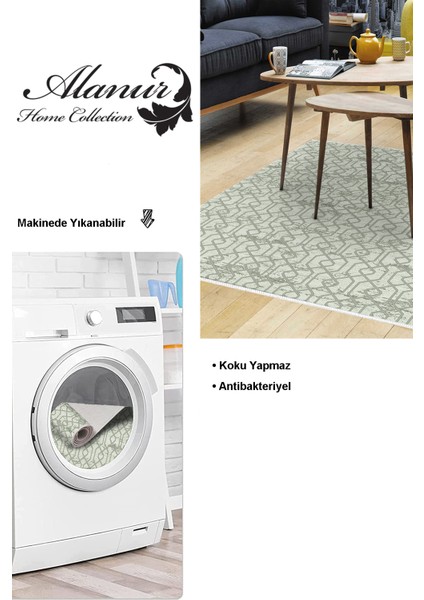 Dijital Salon Halısı Trend Keçe Kaymaz Taban Modern Eliana Yeşil modelleri