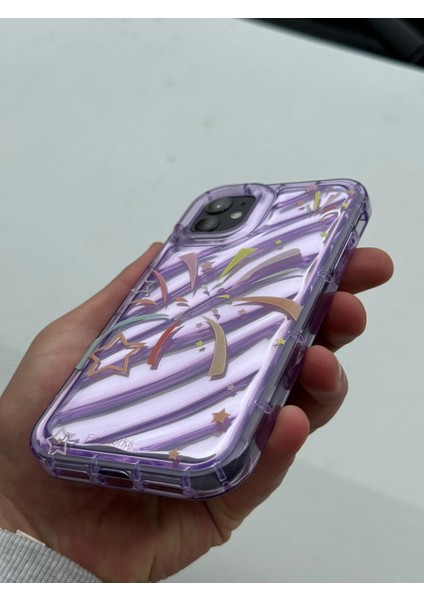 iPhone 11 Kılıf Hologrom Dalgalı Airbaq 3D Grafiti Casetify Desenli Figür Kabartma Liquid Neon Renk