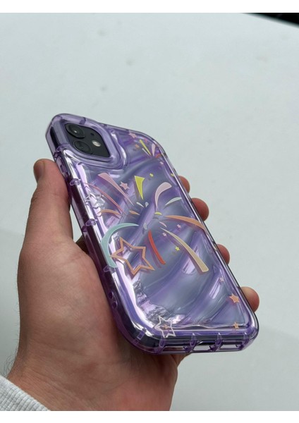 iPhone 11 Kılıf Hologrom Dalgalı Airbaq 3D Grafiti Casetify Desenli Figür Kabartma Liquid Neon Renk