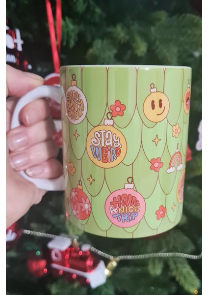 Yılbaşı Ağacı ve Motto Süsler Tasarım Yılbaşı Hediyesi Kupa Bardak