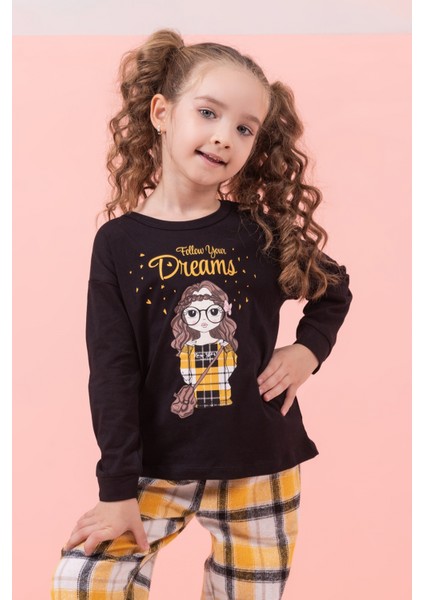 Dmb Kids Kare Desenli Kız Çocuk Pijama Takımı