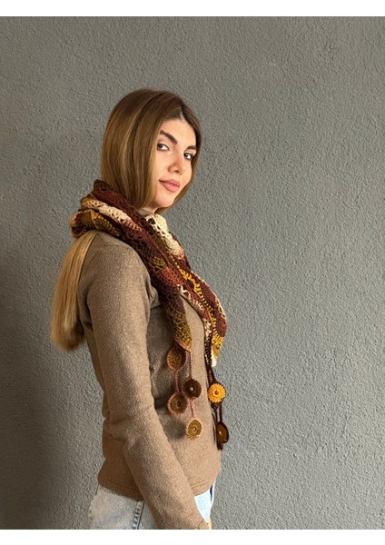El Örgüsü Renkli Ombre Desenli Şal Boyunluk Kadın Şal Püsküllü Şal fiyatları