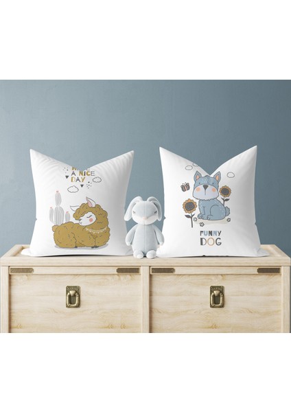 Bebek Çocuk Odası Yastıklı Kırlent Kılıf 2'li DS34 30X30 cm