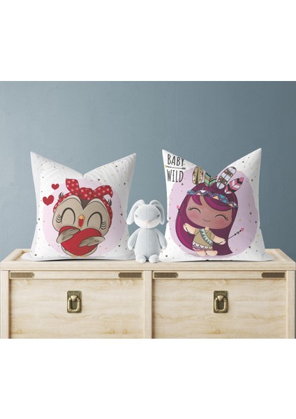 Bebek Çocuk Odası Yastıklı Kırlent Kılıf 2'li DS25 30X30 cm