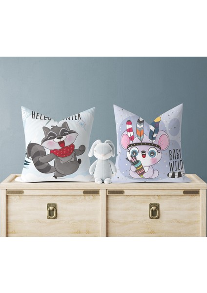 Bebek Çocuk Odası Yastıklı Kırlent Kılıf 2'li DS23 30X30 cm