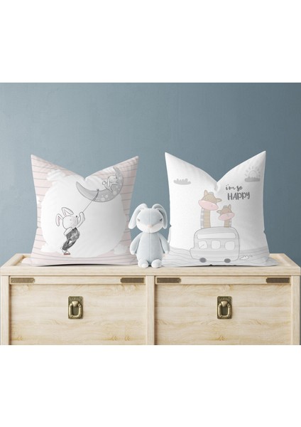 Bebek Çocuk Odası Yastıklı Kırlent Kılıf 2'li Ds2 30X30 cm