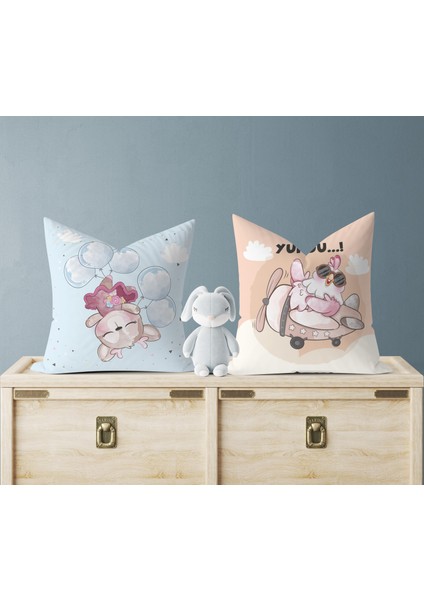 Bebek Çocuk Odası Yastıklı Kırlent Kılıf 2'li Ds4 30X30 cm