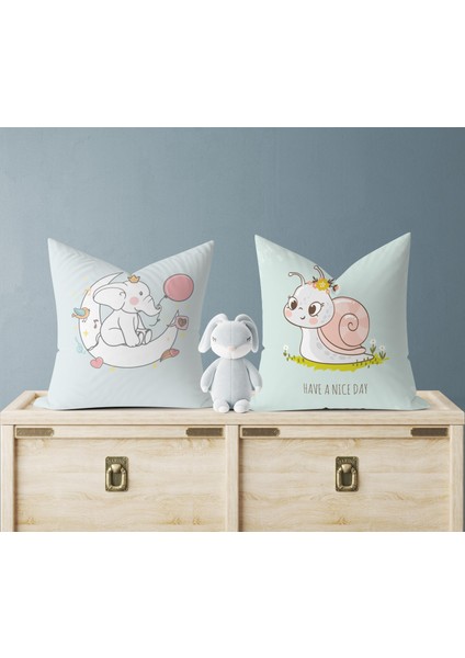 Bebek Çocuk Odası Yastıklı Kırlent Kılıf 2'li DS43 30X30 cm