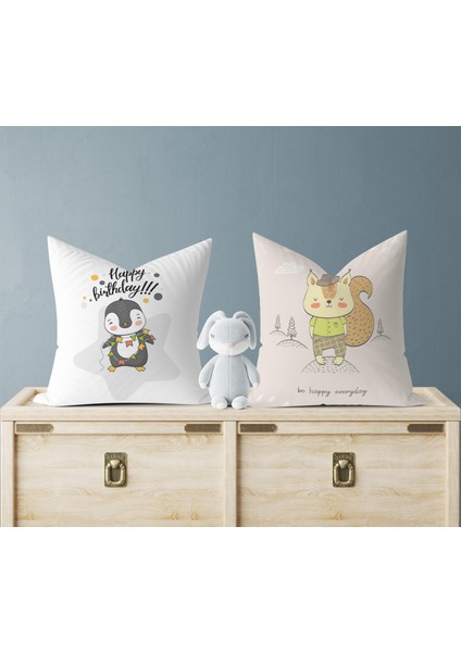 Bebek Çocuk Odası Yastıklı Kırlent Kılıf 2'li DS45 30X30 cm
