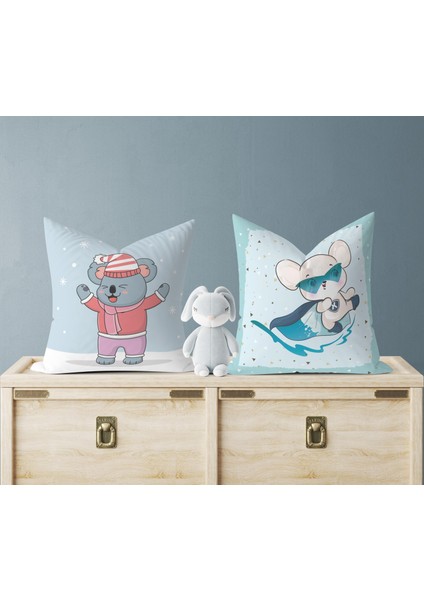 Bebek Çocuk Odası Yastıklı Kırlent Kılıf 2'li Ds3 30X30 cm