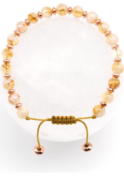 Sitrin Doğal Taş Makrome Örme Bileklik