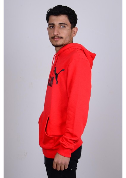 586688-11 Kırmızı Puma Baskılı Kapüşonlu Erkek Sweat