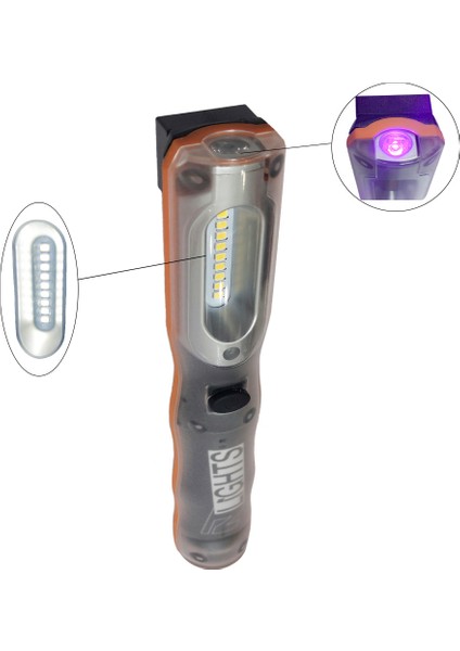 Nt Tools LE0520 Şarjlı ve Mor Işıklı Su ve Darbelere Dayanıklı Oto Tamir Fener-Lamba 500LM+UV395