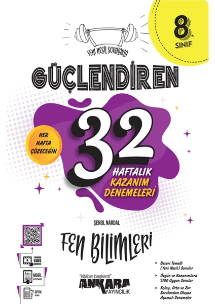 Ankara Yayıncılık Yeni Müfredat 8.Sınıf Fen Bilimleri Nesil Sorularla Güçlendiren 32 Haftalık Kazanım Deneme