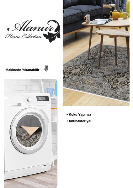 Dijital Salon Halısı Yıldız Deri Kaymaz Taban Modern Osana Bej