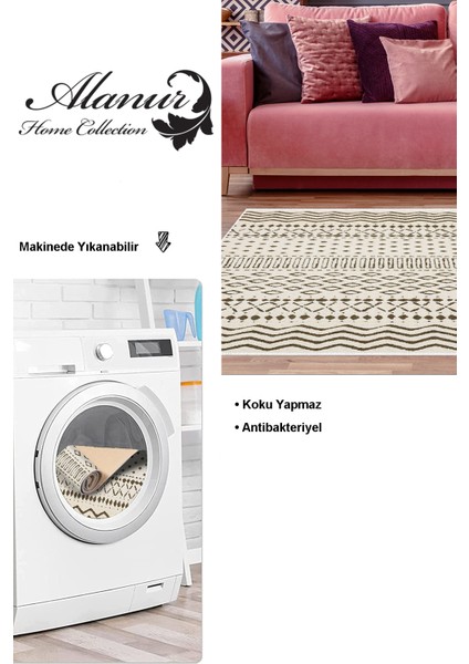 Dijital Salon Halısı Yıldız Deri Kaymaz Taban Iskandinav Cade Kahve modelleri