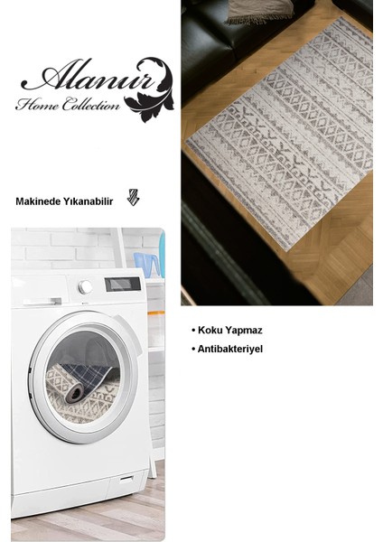 Dijital Salon Halısı Star Pamuk Kaymaz Taban Iskandinav Mali Açık Kahve