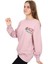 Kız Çocuk Çift Taraf Nothing Yazı Desenli Oversize Pudra Sweatshirt 1