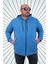 Büyük Beden Basic Mevsimlik Fermuarlı Kapüşonlu Sweat 22751 Saks 2