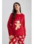 Fall in Love Yılbaşı Temalı Pijama Takımı Polar Uzun Kollu Üst Esnek Belli Uzun Alt A3369AX23WN 4