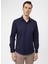 Slim Fit Klasik Yaka Armürlü Lacivert Erkek Gömlek GM2024700405 1