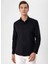 Slim Fit Klasik Yaka Armürlü Siyah Erkek Gömlek GM2024700410 1