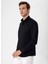 Slim Fit Klasik Yaka Armürlü Siyah Erkek Gömlek GM2024700410 2