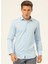 Slim Fit Klasik Yaka Armürlü Mavi - Buz Erkek Gömlek GM2024700431 1