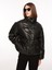 Siyah Kadın Mont Onlanja Faux Leather Oversıze Puffe 5