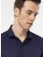 Slim Fit Klasik Yaka Armürlü Lacivert Erkek Gömlek GM2024700424 4