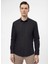 Slim Fit Klasik Yaka Düz Siyah Erkek Gömlek GM1007100562 4