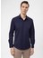 Slim Fit Klasik Yaka Armürlü Lacivert Erkek Gömlek GM2024700447 1