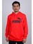 586688-11 Kırmızı Puma Baskılı Kapüşonlu Erkek Sweat 1