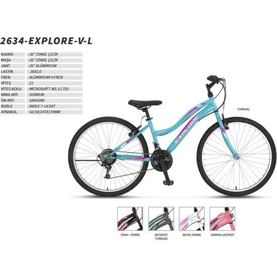 Ümit Bisiklet 32634 26-Explorer L-Mtb-V-21 Kız Bisiklet 26 Jant
