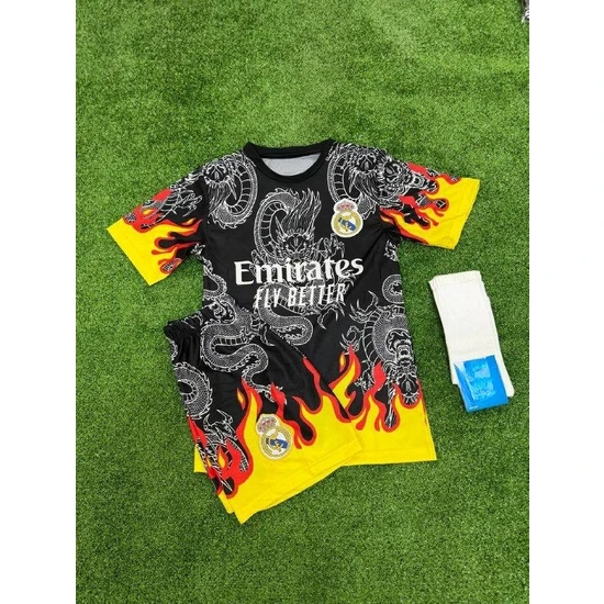 Alaturka Mix Realmadrid Ronaldo Alevli Dragon Çocuk Futbol Forması 3'lü Takım (Forma-Şort-Çorap)