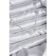 Çarşı Point 316l Çelik Zincir Gümüş Renk Yonca Model Kadın Kolye