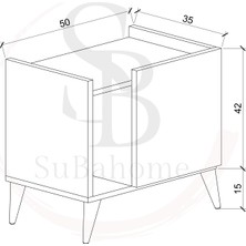 Suba Home Subahome 50 cm Mdf Modern Ayaklı Beyaz Komodin Çok Amaçlı Dolap Yan Sehpa Plak Dolabı Koltuk Yanı Sehpa