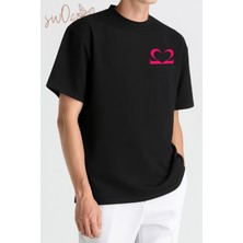 Swozz Motive Minimal Tasarımlı Yüksek Kaliteli Siyah Penye  Tshirt
