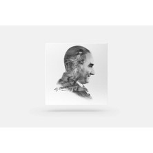 Fotolyo Atatürk Tablosu; Özel Tasarım 1. Siyah - Beyaz, Kare