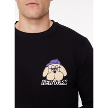 Ko Samui Kapüşon Yaka Siyah Erkek Sweatshırt Sew G502 Dog_downtown Regular Fıt