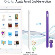 Ukscase Apple Pencil 2. Nesil Uyumlu Yumuşak Silikon Kılıf Sevimli Kedi Tasarım Kaymaz Koruyucu Kılıf