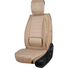 AG Store Seat Toledo Uyumlu Lüks Yarı Deri Oto Koltuk Kılıfı Ön/Arka Set (Roma) Bej